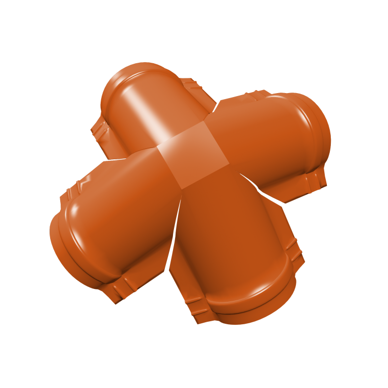 Четверник конька полукруглого 0,45 PE с пленкой RAL 2004 оранжевый