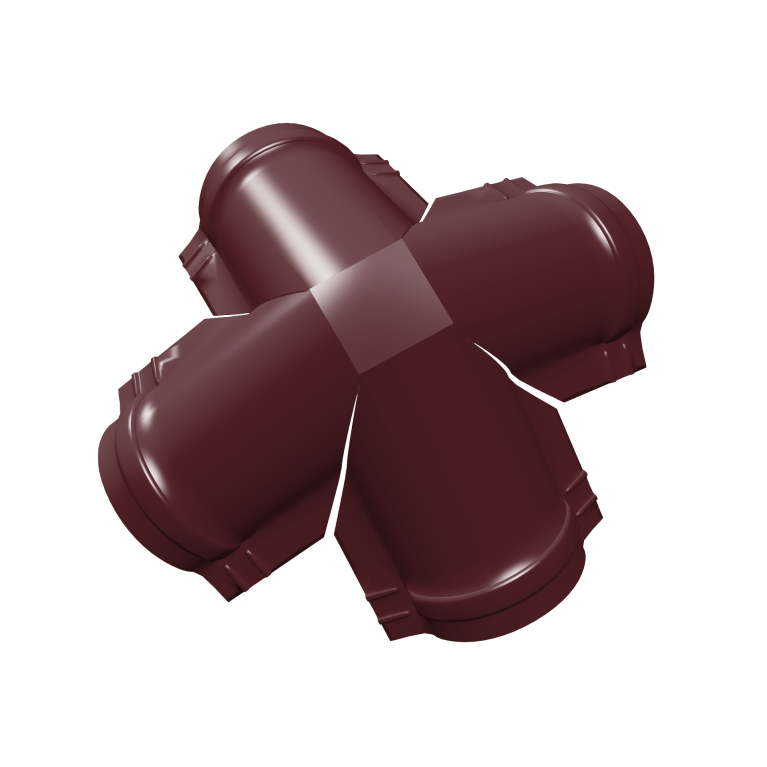 Четверник конька полукруглого 0,5 Satin Matt с пленкой RAL 3005 красное вино