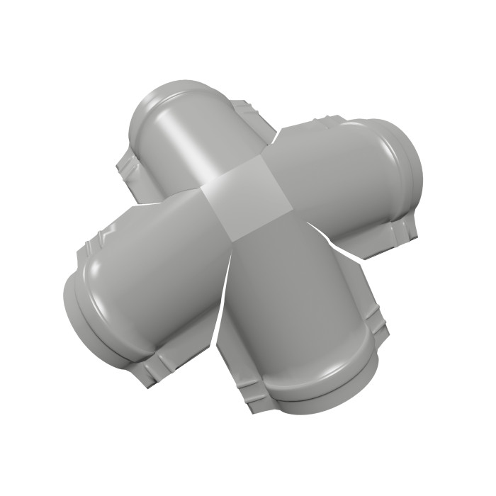 Четверник конька полукруглого 0,5 Satin с пленкой RAL 9006 бело-алюминиевый