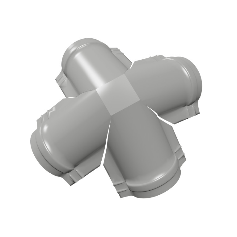 Четверник конька полукруглого 0,5 Satin с пленкой RAL 9006 бело-алюминиевый