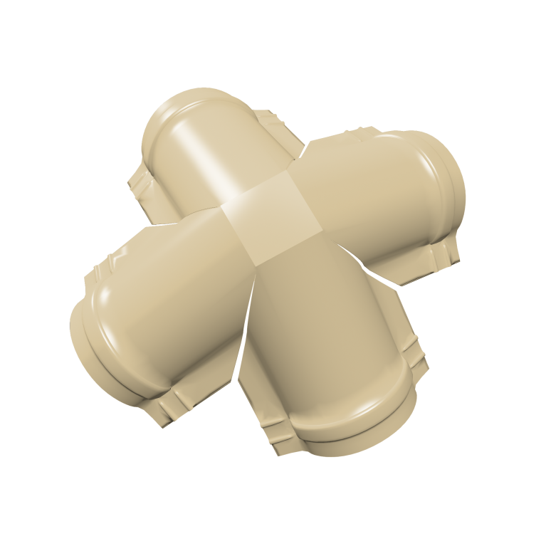 Четверник конька малого полукруглого 0,45 PE с пленкой RAL 1014 слоновая кость