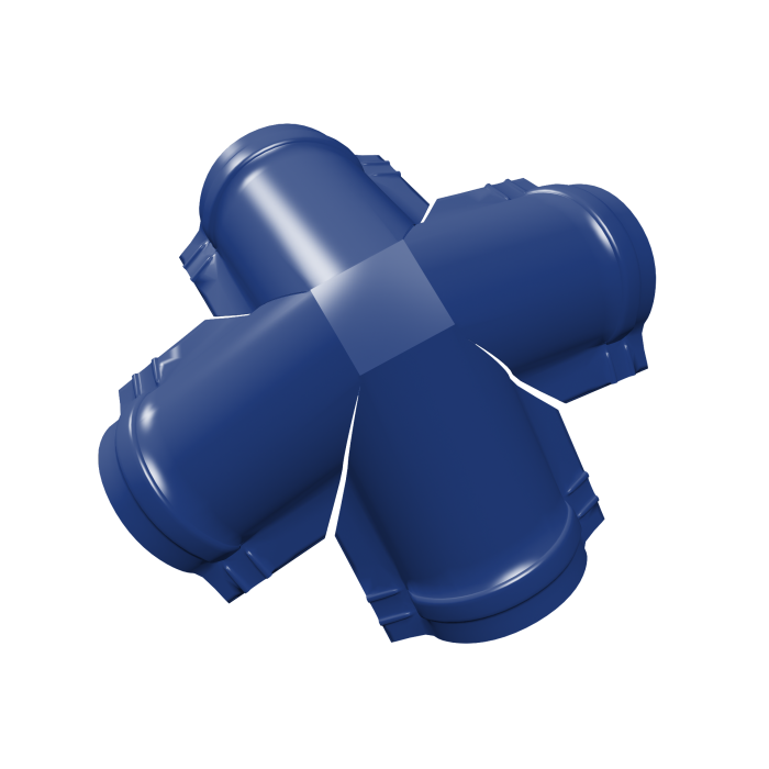 Четверник конька малого полукруглого 0,45 PE с пленкой RAL 5002 ультрамариново-синий