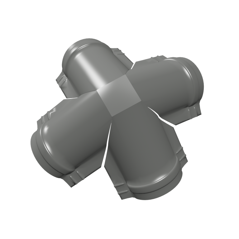 Четверник конька малого полукруглого 0,45 PE с пленкой RAL 7005 мышино-серый