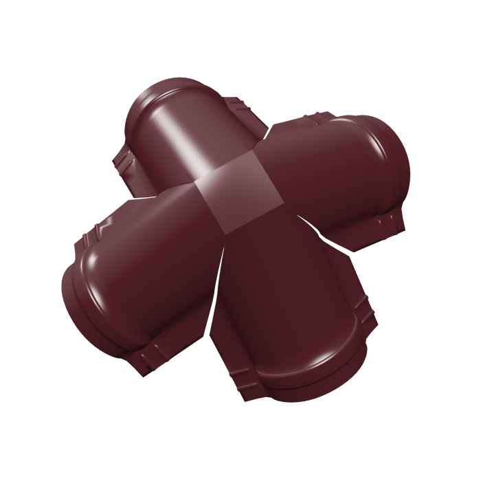 Четверник конька малого полукруглого 0,5 Satin Matt с пленкой RAL 3005 красное вино