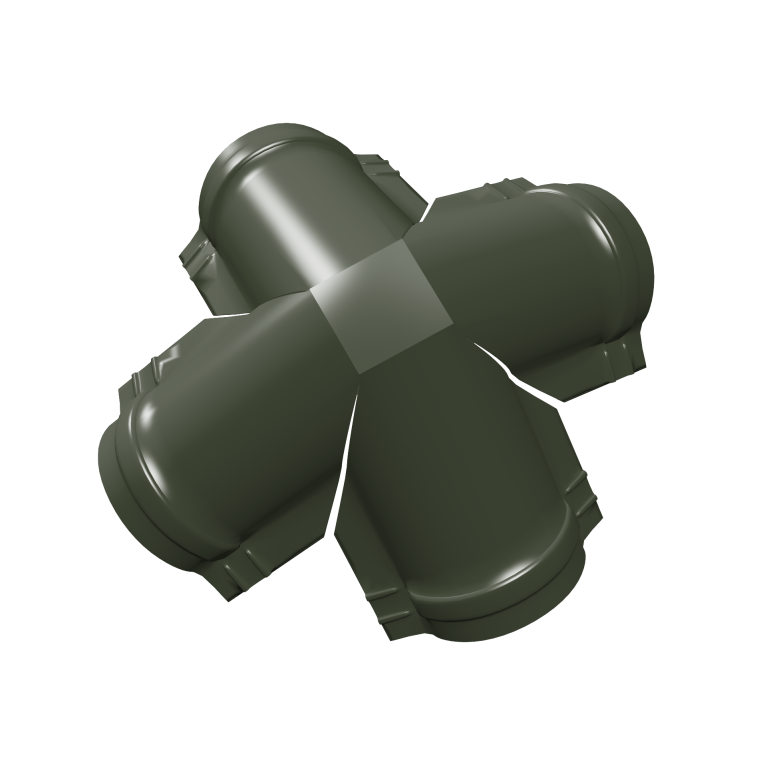 Четверник конька малого полукруглого 0,5 Satin Matt TX с пленкой RAL 6020 хромовая зелень