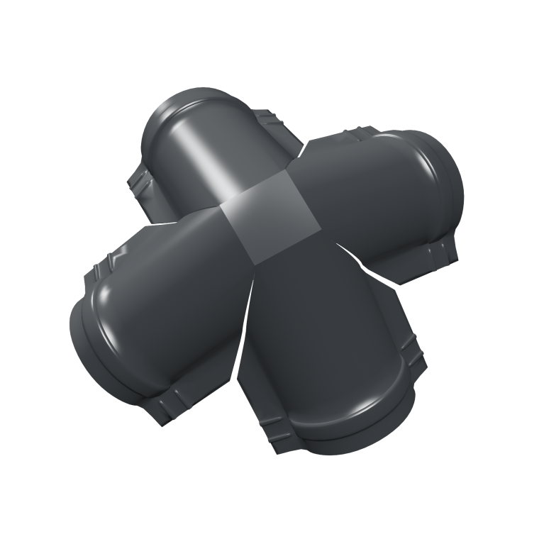 Четверник конька малого полукруглого 0,5 Satin Matt TX с пленкой RAL 7016 антрацитово-серый