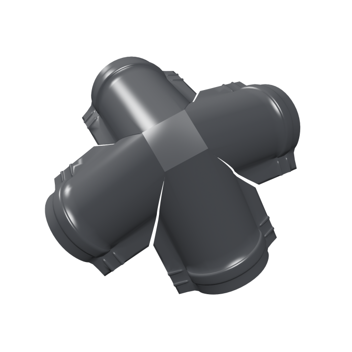 Четверник конька малого полукруглого 0,5 Satin Matt TX с пленкой RAL 7024 мокрый асфальт