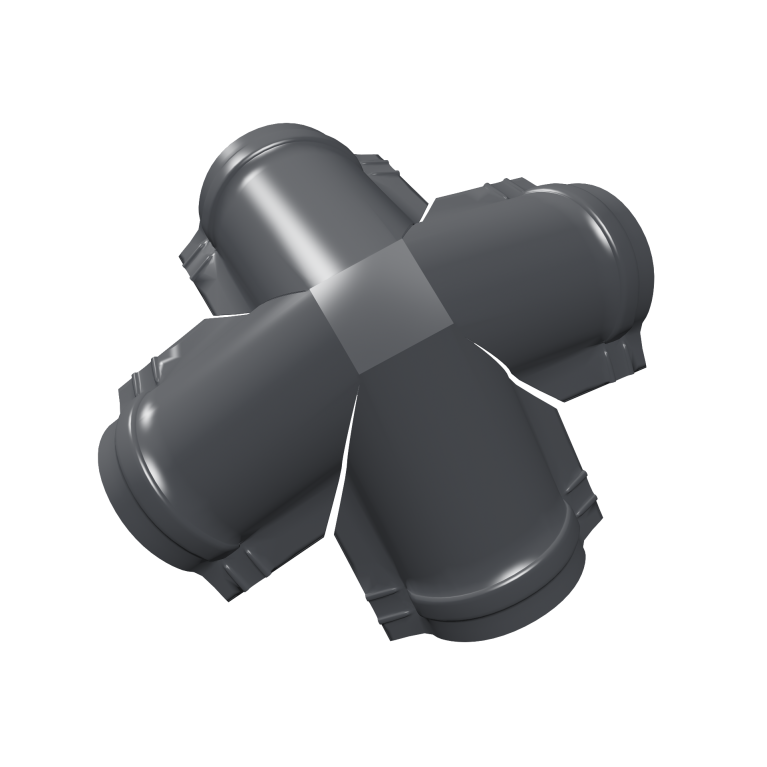 Четверник конька малого полукруглого 0,5 Satin Matt TX с пленкой RAL 7024 мокрый асфальт