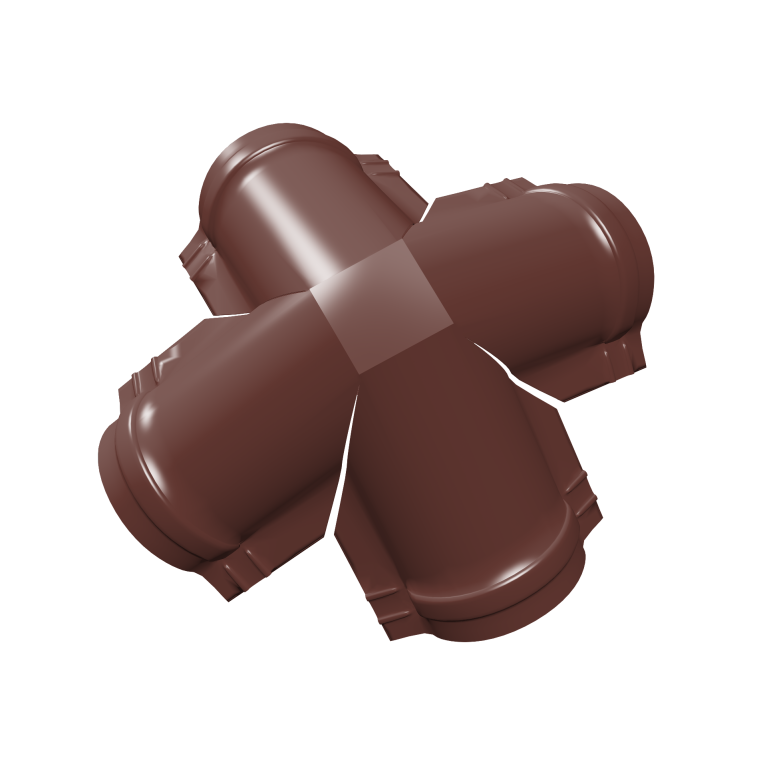 Четверник конька малого полукруглого 0,5 Satin с пленкой RAL 3009 оксидно-красный