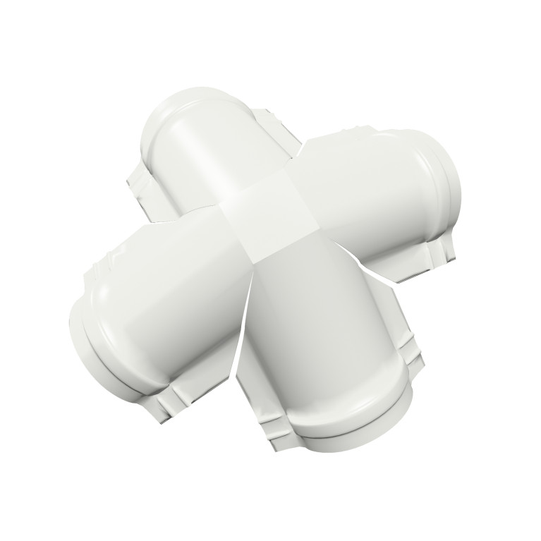 Четверник конька малого полукруглого 0,5 Satin с пленкой RAL 9003 сигнальный белый