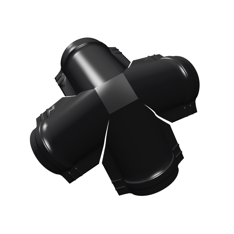 Четверник конька малого полукруглого 0,5 Satin с пленкой RAL 9005 черный