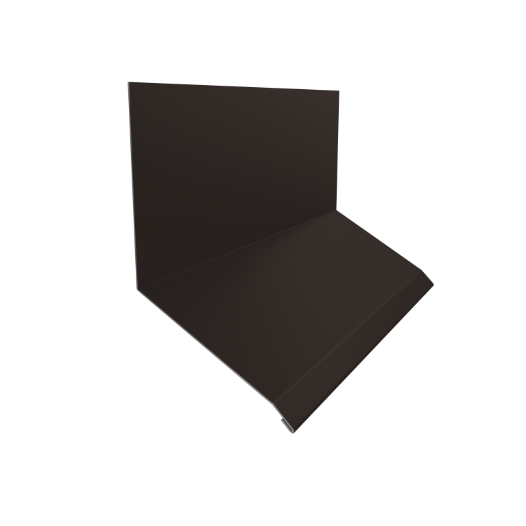 Планка примыкание верхнее к стене фальц 150х130х20 0,5 Satin Matt RR 32 темно-коричневый (3м)