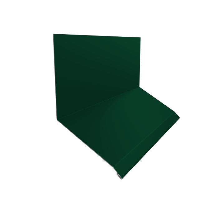 Планка примыкание верхнее к стене фальц 150х130х20 0,5 Satin с пленкой RAL 6005 зеленый мох (3м)