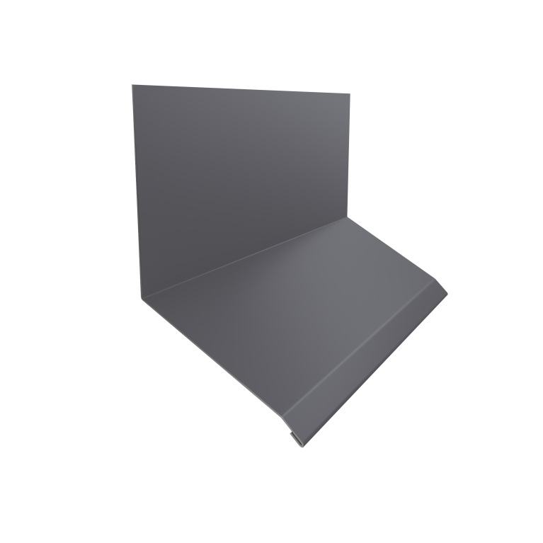 Планка примыкание верхнее к стене фальц 150х130х20 0,5 Satin с пленкой RAL 7004 сигнальный серый (2м)