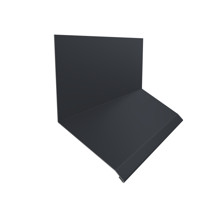 Планка примыкание верхнее к стене фальц Grand Line 150х130х20 0,4 PE-Double с пленкой RAL 7024 мокрый асфальт (2м)