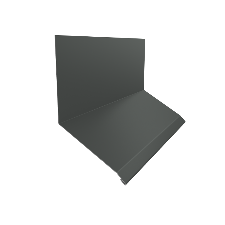 Планка примыкание верхнее к стене фальц Grand Line 150х130х20 0,45 PE с пленкой RAL 7005 мышино-серый (3м)