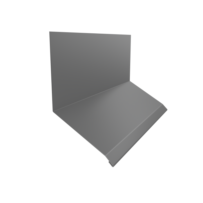 Планка примыкание верхнее к стене фальц Grand Line 150х130х20 0,45 PE с пленкой RAL 9006 бело-алюминиевый (3м)