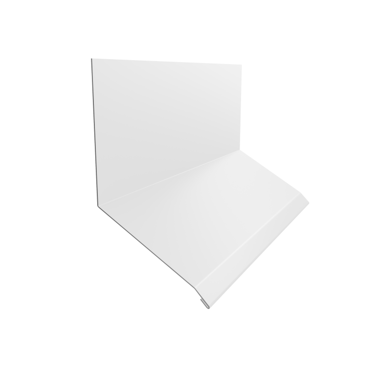 Планка примыкание верхнее к стене фальц Grand Line 150х130х20 0,7 PE с пленкой RAL 9003 сигнальный белый (2м)