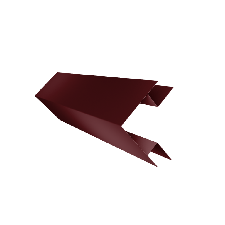 Угол внешний сложный фальц 0,45 PE-Double с пленкой RAL 3005 красное вино (3м)