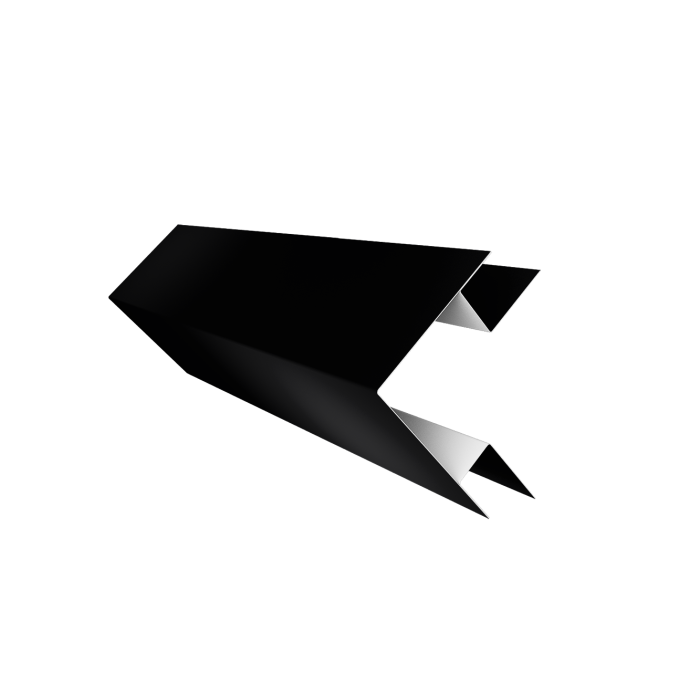 Угол внешний сложный фальц 0,45 PE с пленкой RAL 9005 черный (2м)