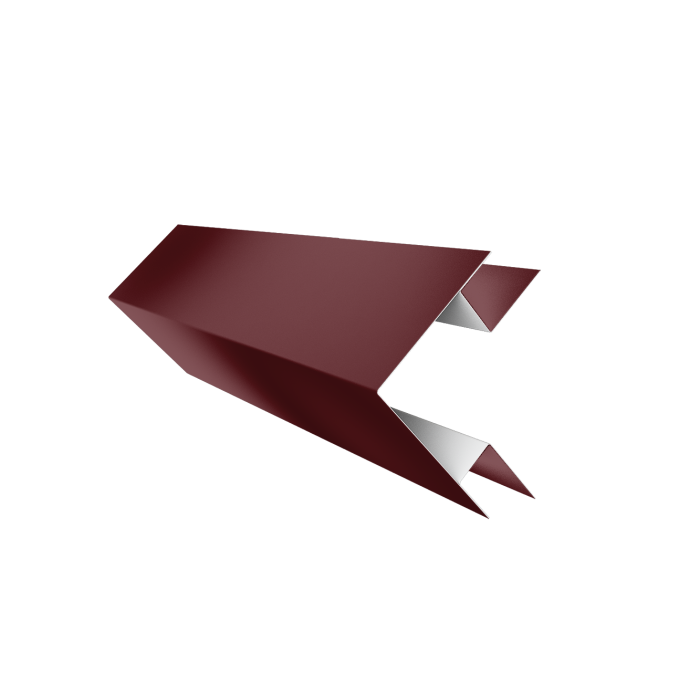 Угол внешний сложный фальц 0,5 Satin с пленкой RAL 3005 красное вино (2м)