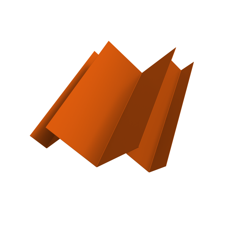 Угол внутренний сложный Кликфальц Pro 0,45 PE с пленкой RAL 2004 оранжевый (2м)