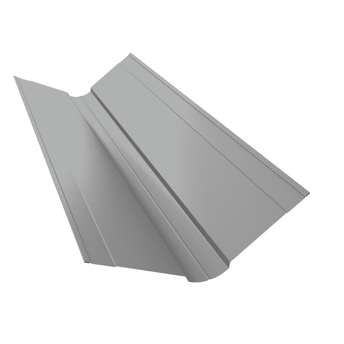 Планка ендовы верхней фигурной 150x150 0,5 Satin с пленкой RAL 9006 бело-алюминиевый (2м)