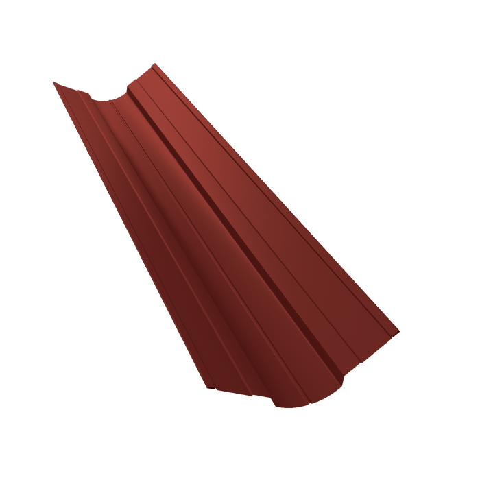 Планка ендовы верхней фигурной 70x70 0,5 Satin с пленкой RAL 3009 оксидно-красный (3м)