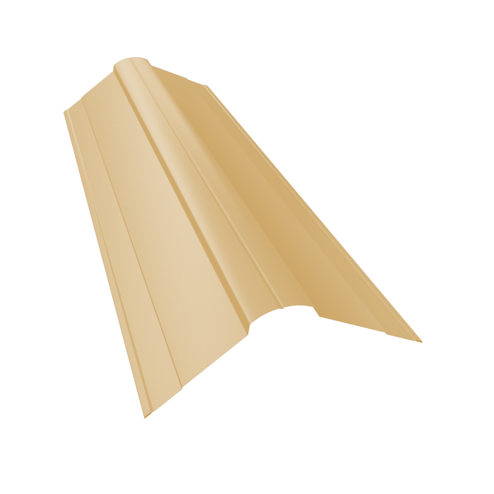Планка конька фигурного 100x100 0,45 PE с пленкой RAL 1014 слоновая кость (2м)