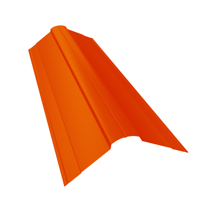 Планка конька фигурного 100x100 0,45 PE с пленкой RAL 2004 оранжевый (2м)
