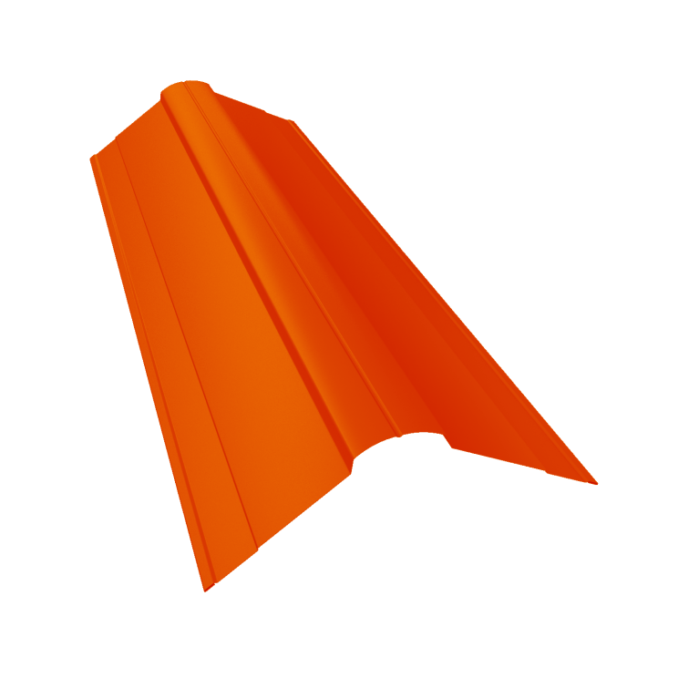 Планка конька фигурного 100x100 0,45 PE с пленкой RAL 2004 оранжевый (3м)
