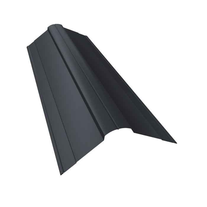 Планка конька фигурного 100x100 0,45 PE с пленкой RAL 7024 мокрый асфальт (3м)