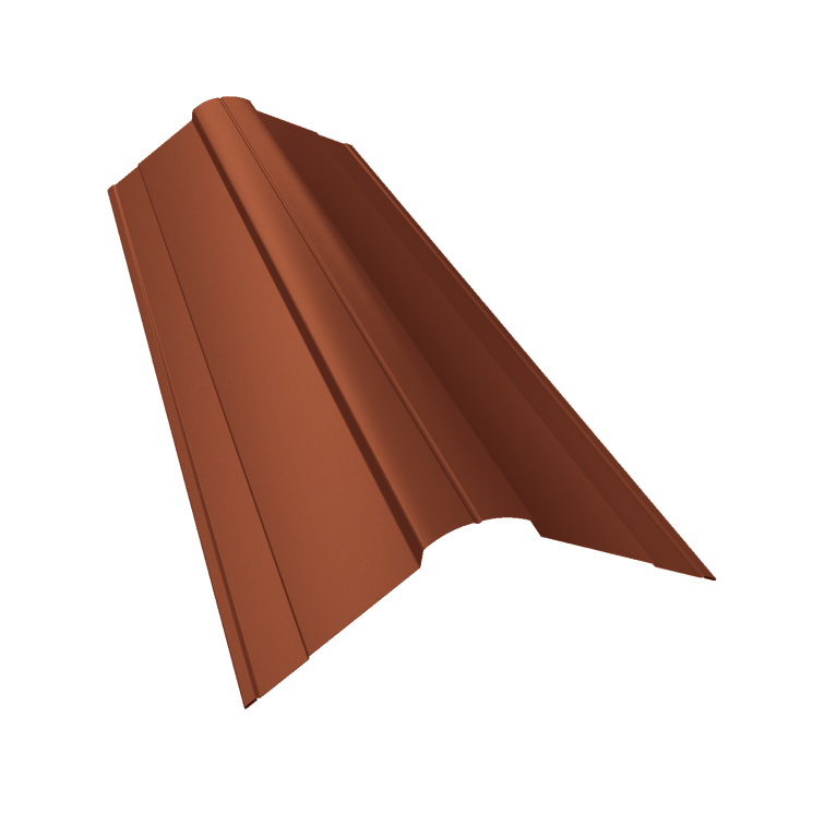 Планка конька фигурного 100x100 0,45 PE с пленкой RAL 8004 терракота (3м)