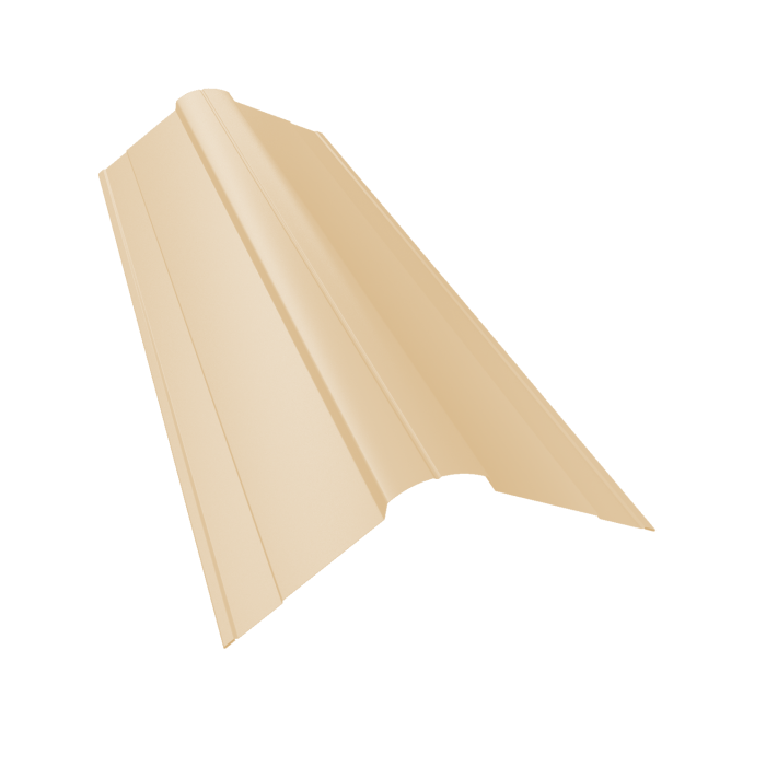 Планка конька фигурного 100x100 0,5 Satin с пленкой RAL 1015 светлая слоновая кость (3м)