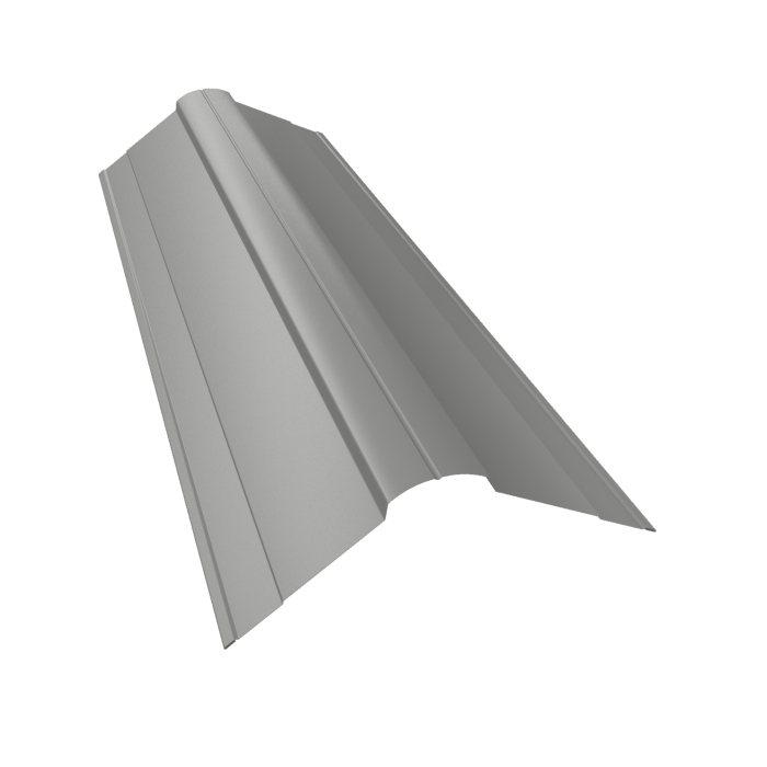 Планка конька фигурного 100x100 0,5 Satin с пленкой RAL 9006 бело-алюминиевый (3м)