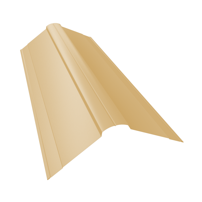 Планка конька фигурного 150x150 0,4 PE с пленкой RAL 1014 слоновая кость (2м)