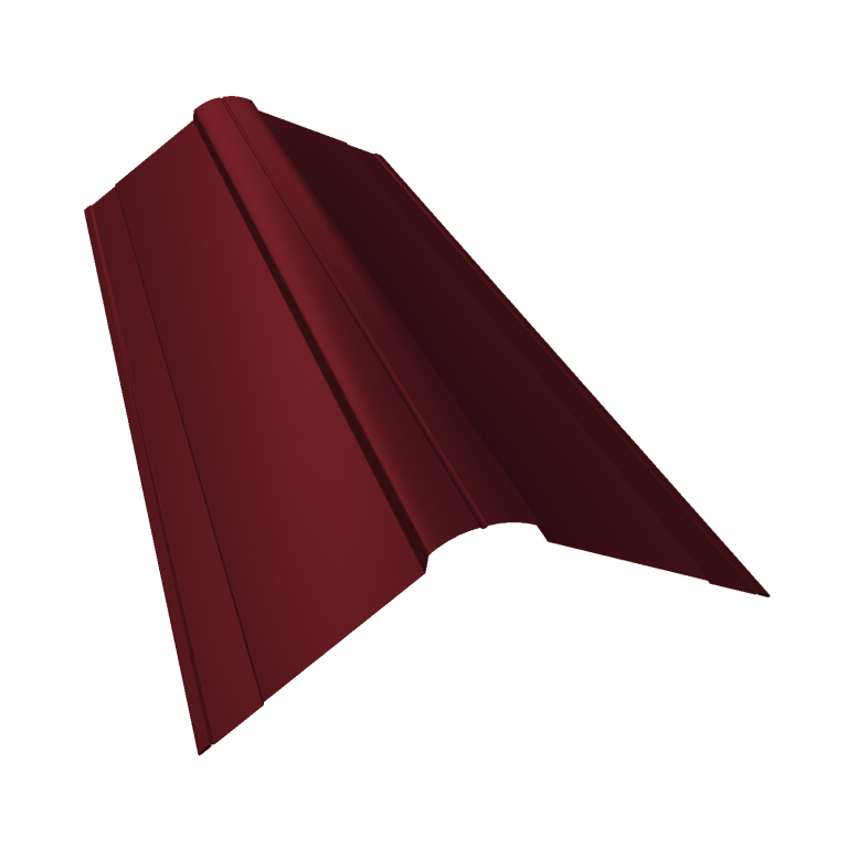 Планка конька фигурного 150x150 0,5 Satin с пленкой RAL 3005 красное вино (3м)