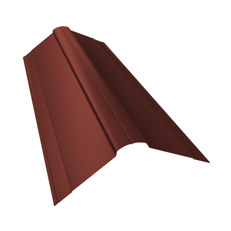 Планка конька фигурного 150x150 0,5 Satin с пленкой RAL 3009 оксидно-красный (3м)