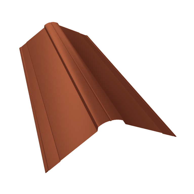 Планка конька фигурного 150x150 0,5 Satin с пленкой RAL 8004 терракота (3м)