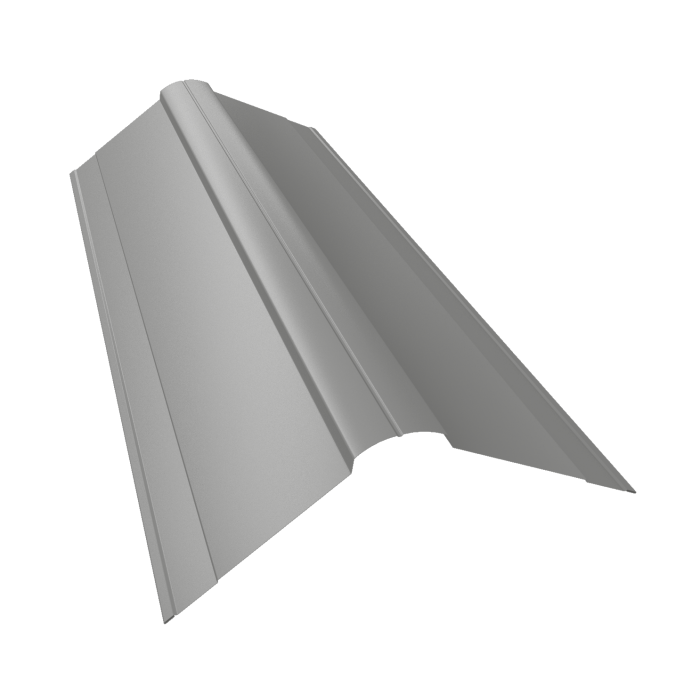 Планка конька фигурного 150x150 0,5 Satin с пленкой RAL 9006 бело-алюминиевый (2м)