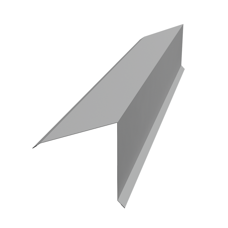 Планка конька односкатной кровли 160x160 0,45 PE с пленкой RAL 9006 бело-алюминиевый (3м)