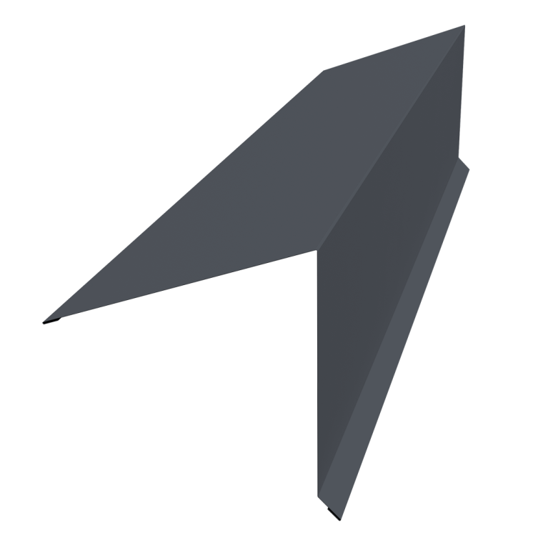 Планка конька односкатной кровли Grand Line 180x160 0,5 PurPro с пленкой RAL 7024 мокрый асфальт (3м)