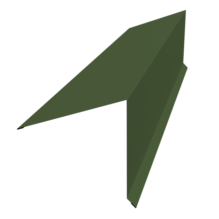 Планка конька односкатной кровли Grand Line 180x160 0,5 Satin Matt TX RAL 6020 хромовая зелень (2м)