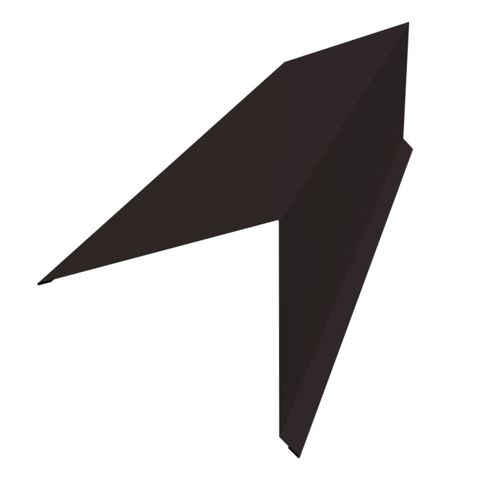 Планка конька односкатной кровли Grand Line 180x160 0,5 Satin с пленкой RAL 9005 черный (2м)