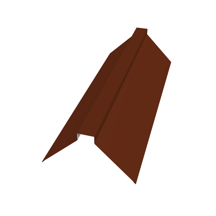 Планка конька плоского 115х30х115 0,5 Satin с пленкой RAL 3009 оксидно-красный (3м)