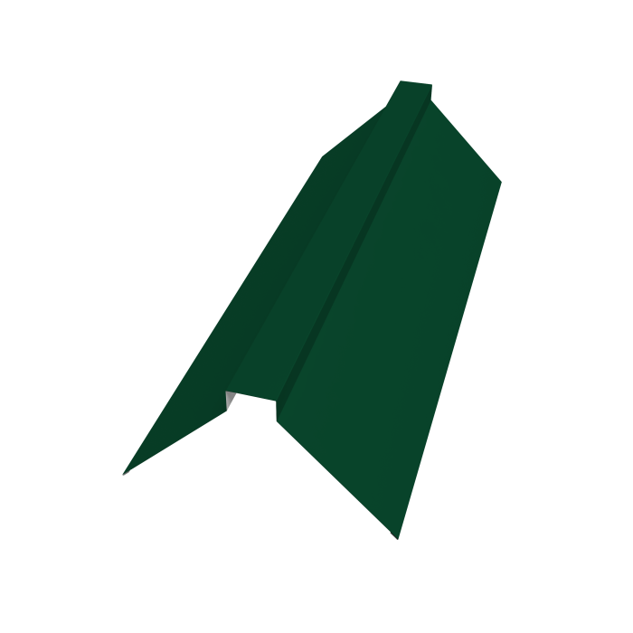 Планка конька плоского 115х30х115 0,5 Satin с пленкой RAL 6005 зеленый мох (3м)