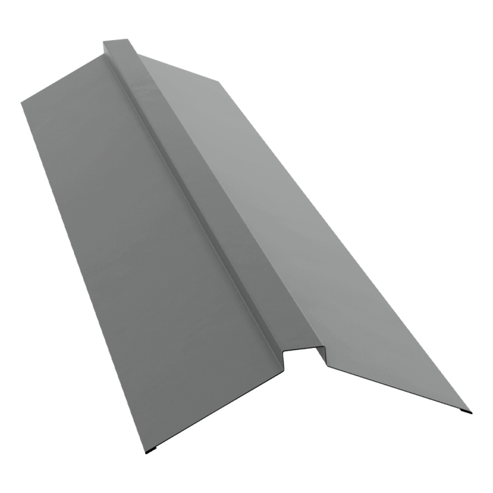 Планка конька плоского 150х40х150 0,45 PE с пленкой RAL 9006 бело-алюминиевый (2м)