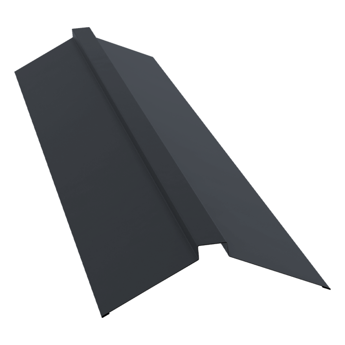 Планка конька плоского 150х40х150 0,5 Atlas X с пленкой RAL 7024 мокрый асфальт (2м)