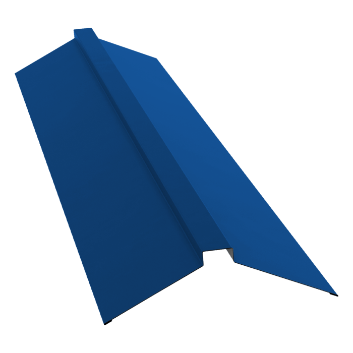 Планка конька плоского 150х40х150 0,5 Satin с пленкой RAL 5005 сигнальный синий (3м)