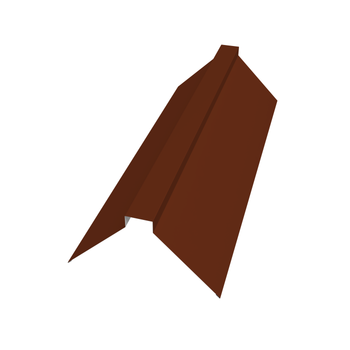 Планка конька плоского 175х50х175 0,5 Satin с пленкой RAL 3009 оксидно-красный (2м)